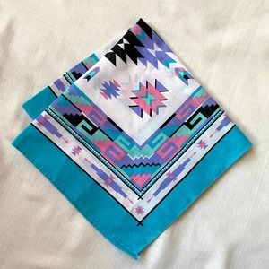 Springs‎ Industries Native Print Aqua Blue Square Bandana in Unused Condition